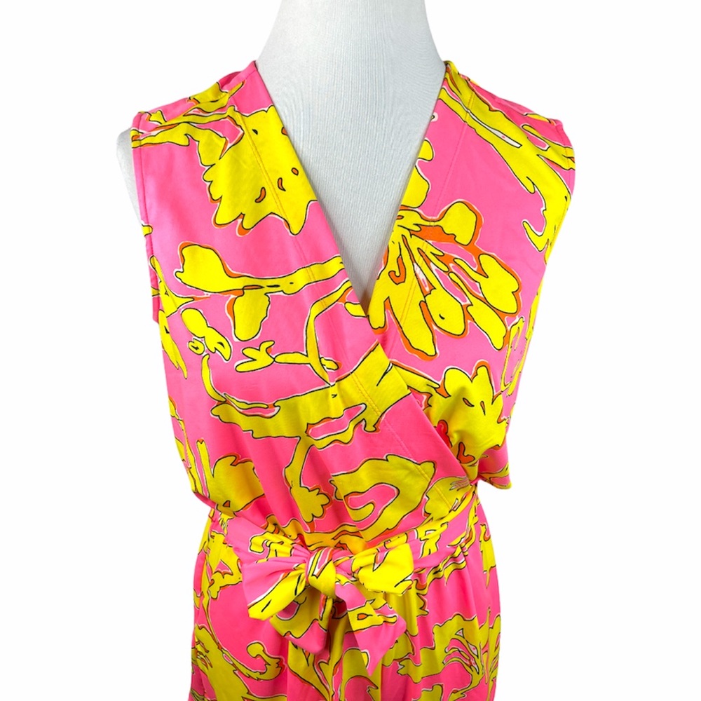 JB by Julie Brown Floral Romper Pink Yellow Medium - Picture 5 of 10